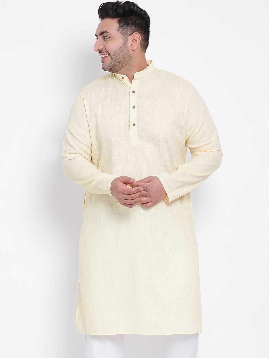 hangup plus men yellow flared sleeves thread work kurta