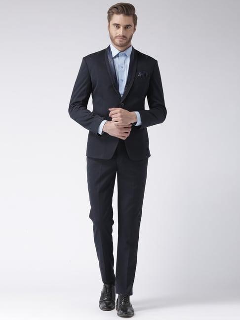 hangup plus navy regular fit shawl collar two piece suit