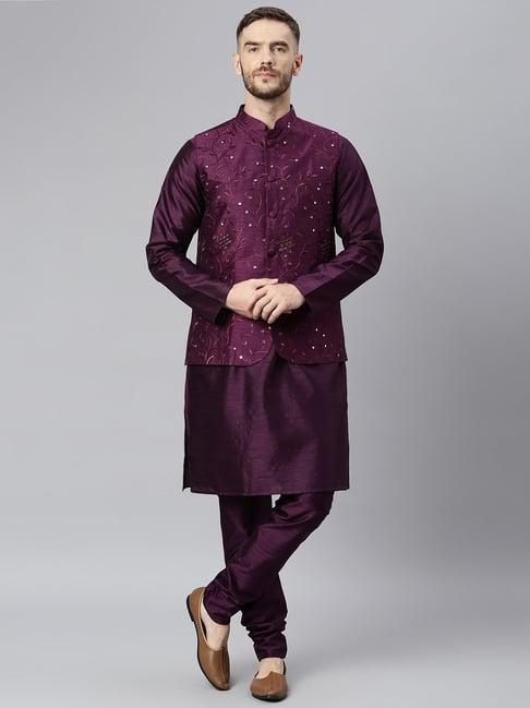 hangup purple full sleeves regular fit kurta set