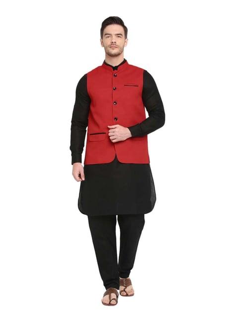 hangup red & black regular fit kurta set