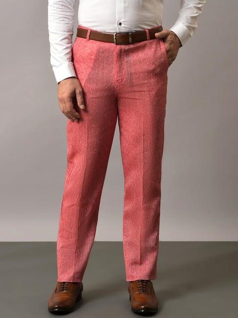 hangup red regular fit flat front trousers