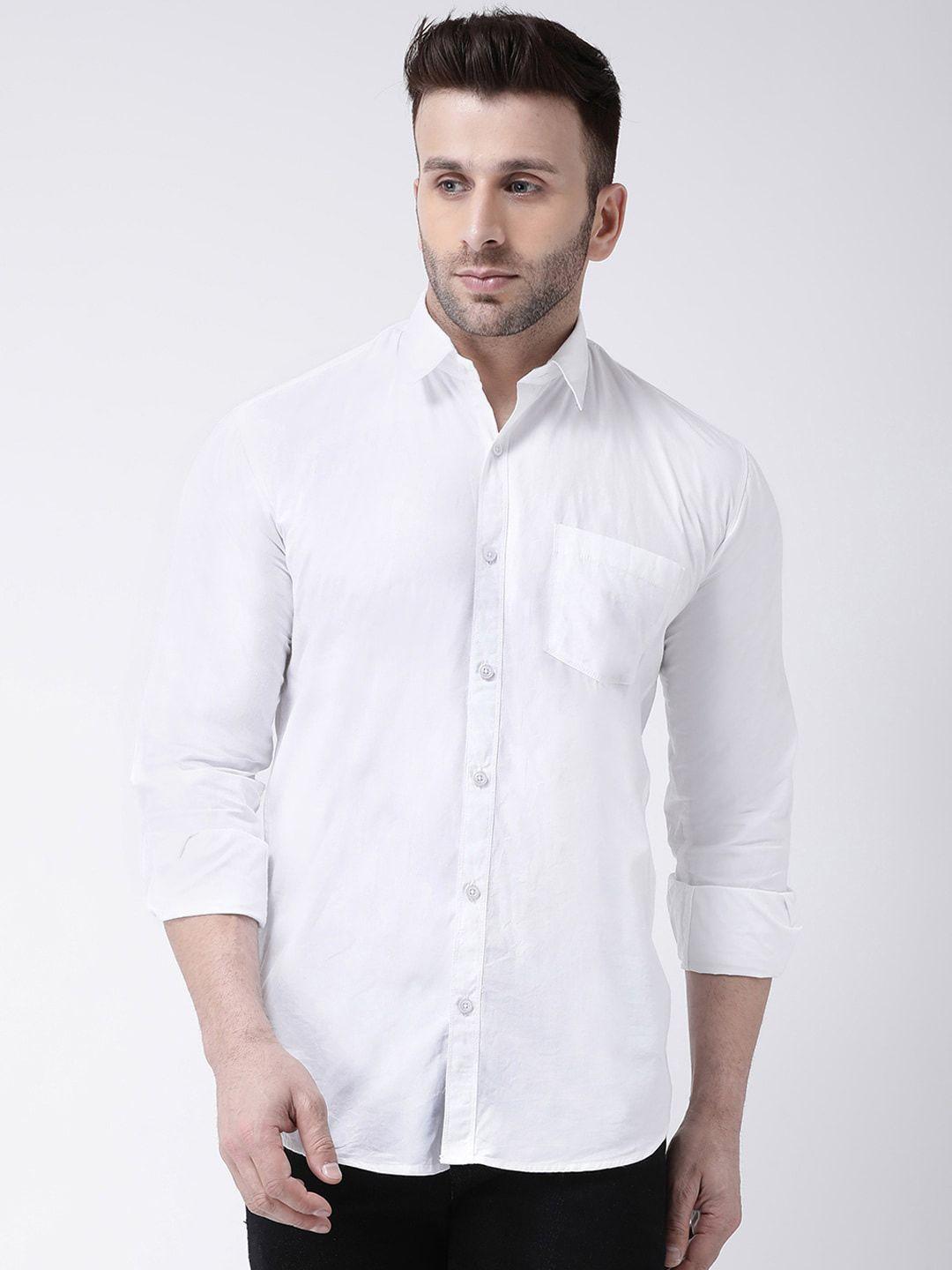 hangup spread collar slim fit cotton casual shirt