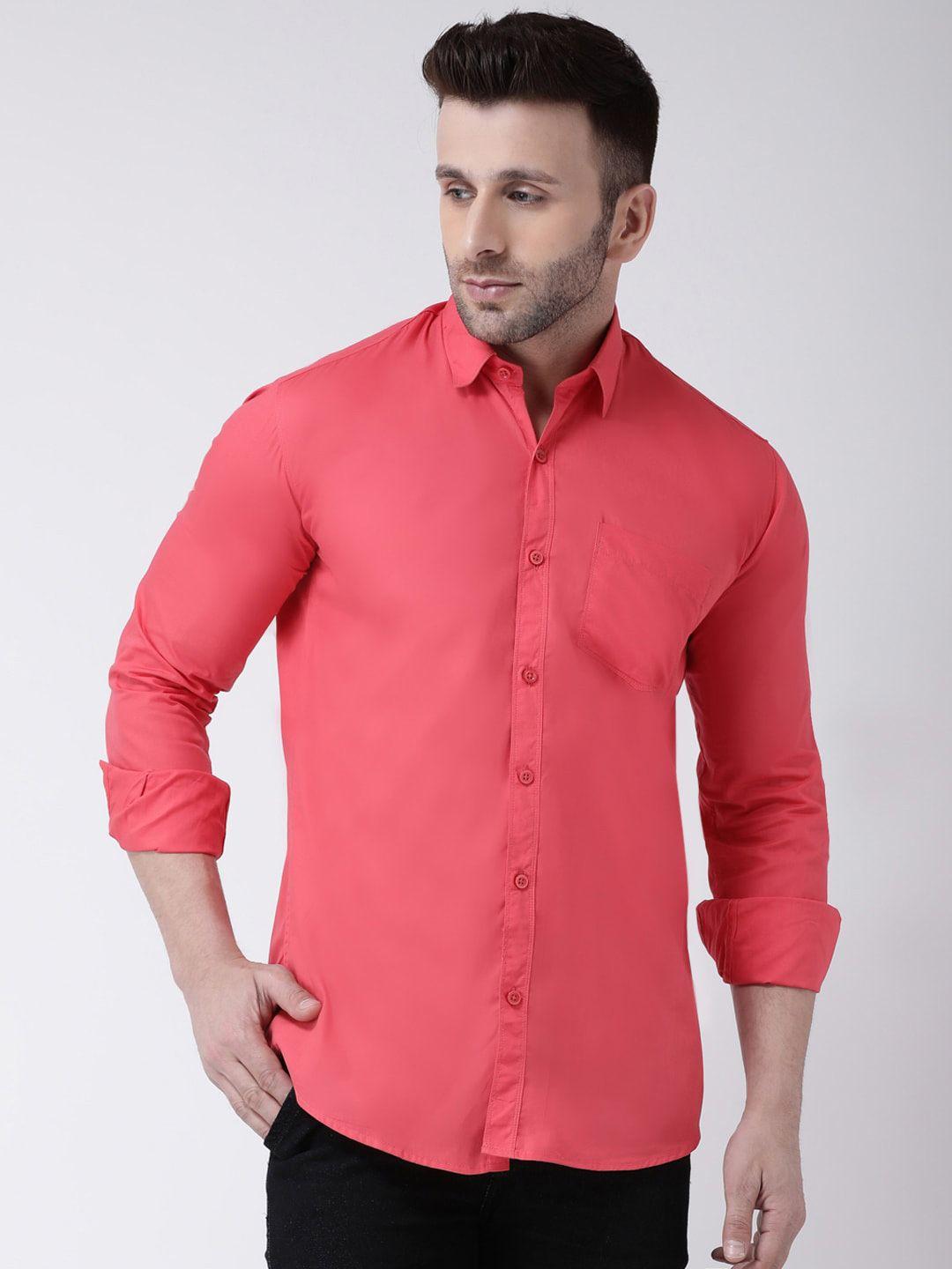 hangup spread collar slim fit cotton casual shirt