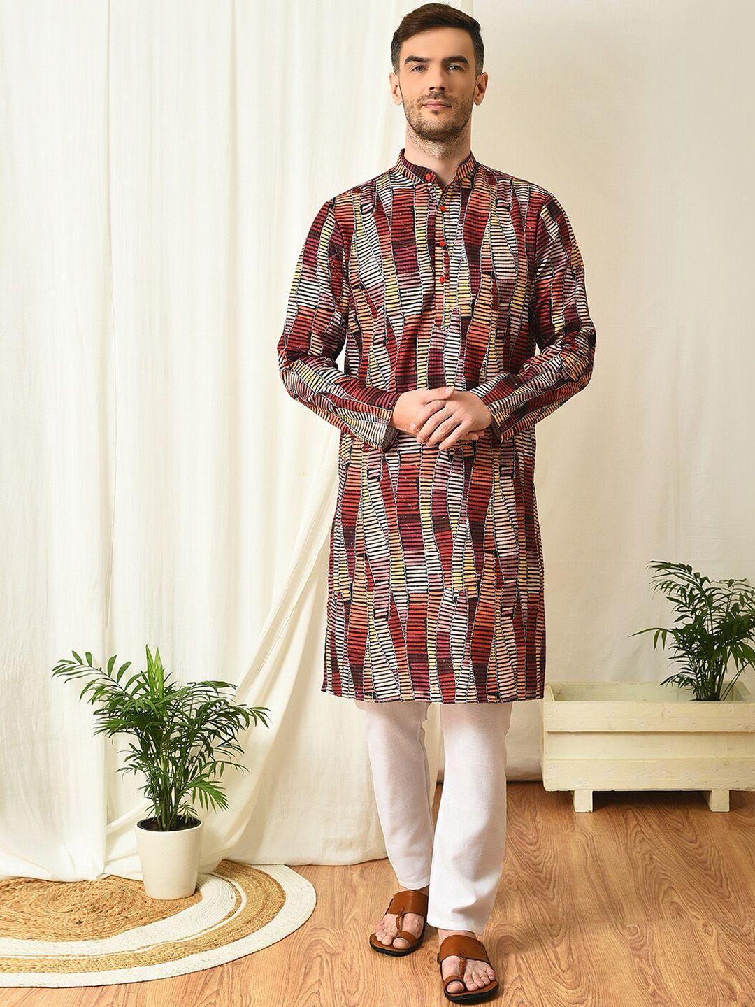hangup trend asbtract printed regular kurta with pyjamas