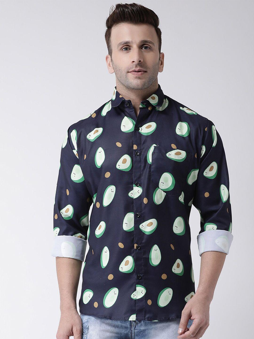 hangup trend conversational printed slim fit casual shirt