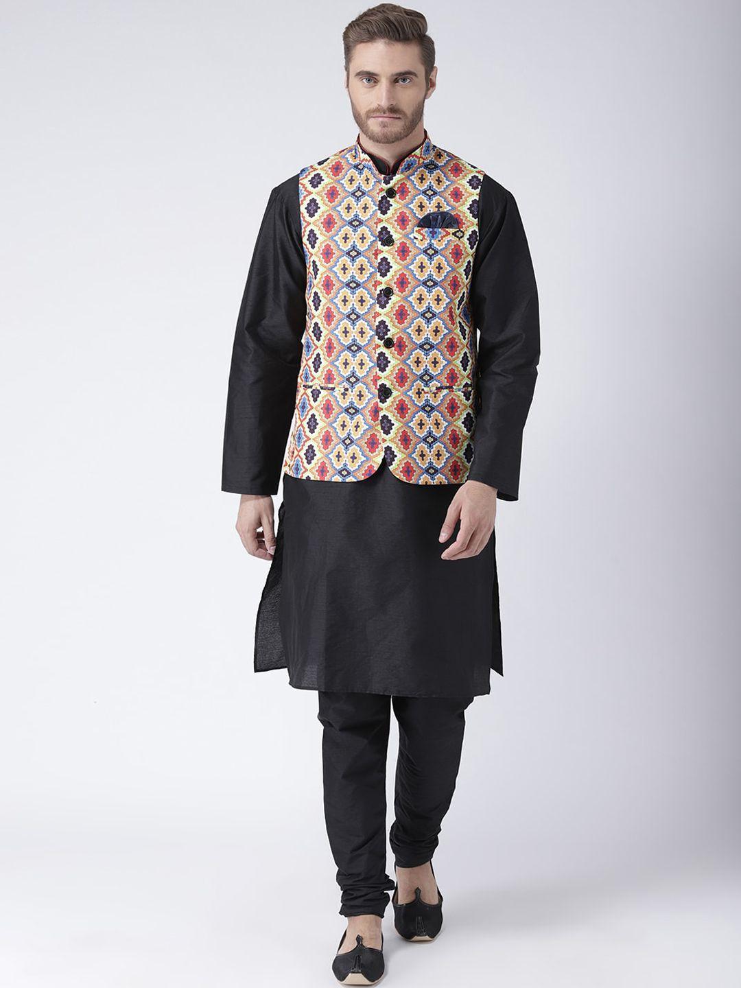 hangup trend men black ethnic motifs kurta with churidar