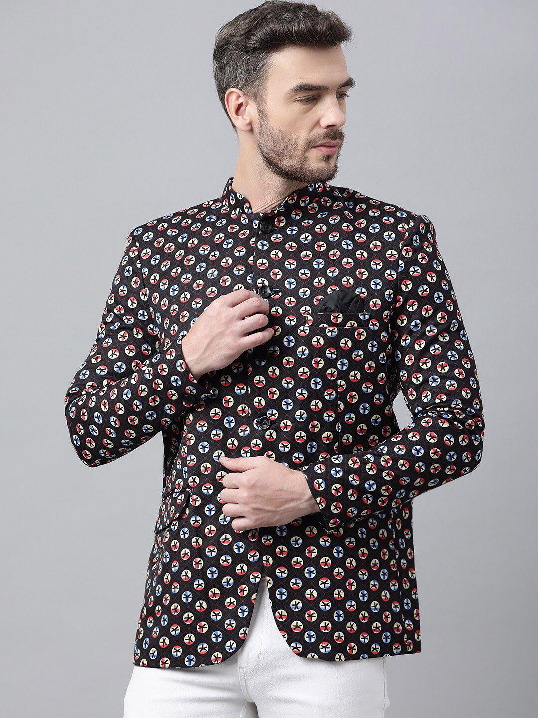 hangup trend men black printed single breasted blazer