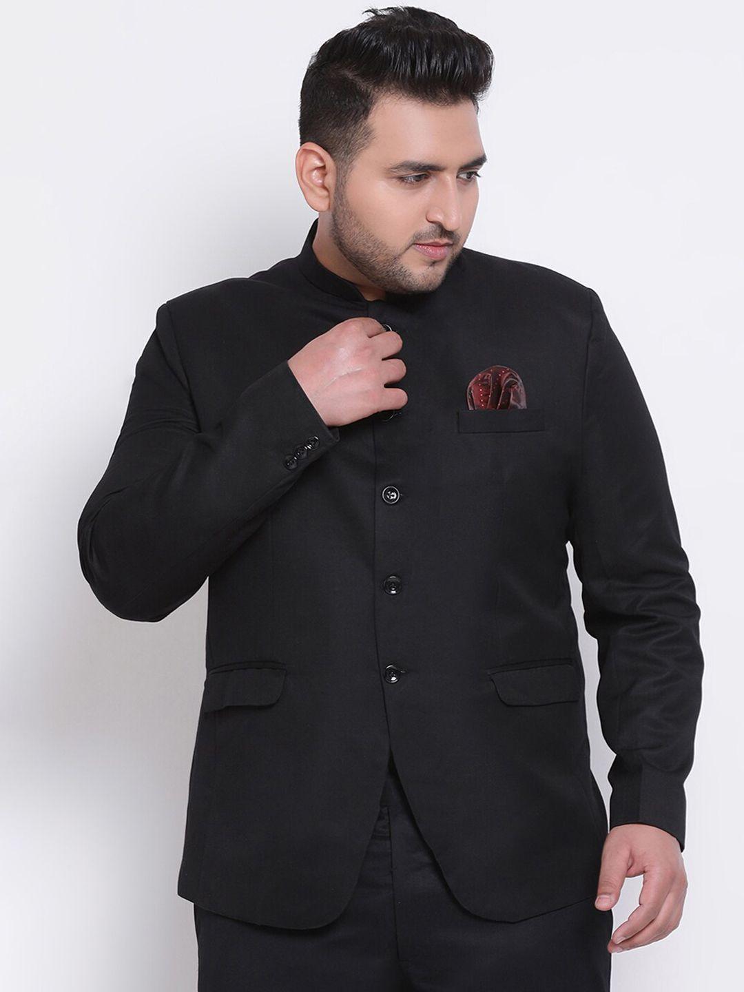 hangup trend men black solid bandhgala blazer