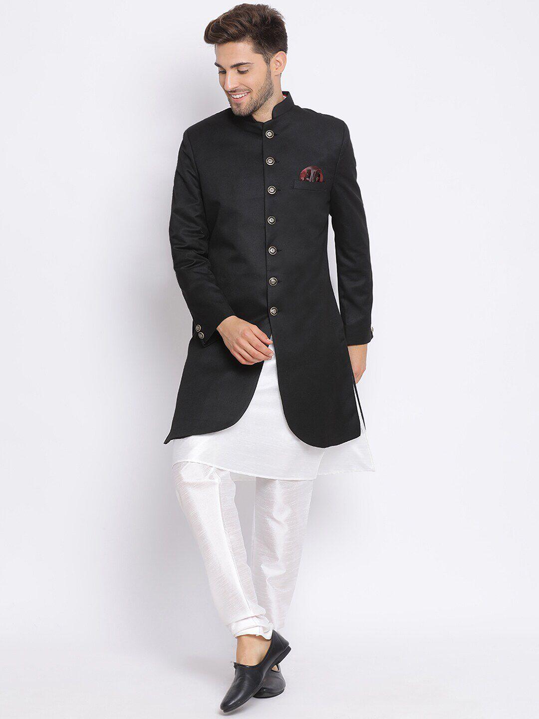 hangup trend men black solid sherwani