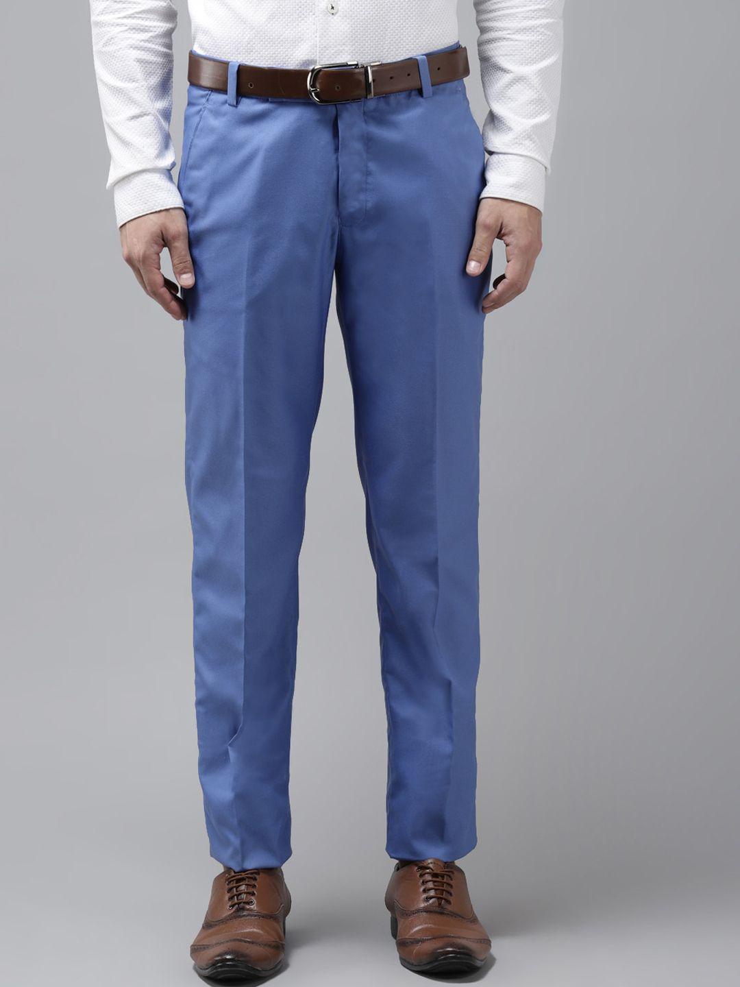 hangup trend men blue regular fit solid regular trousers