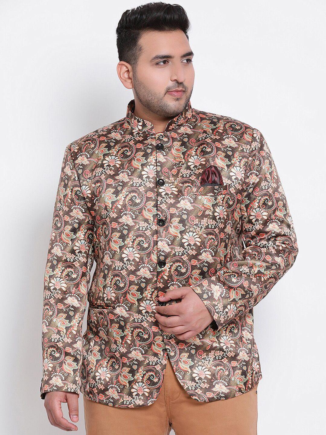 hangup trend men brown printed single breasted casual blazers