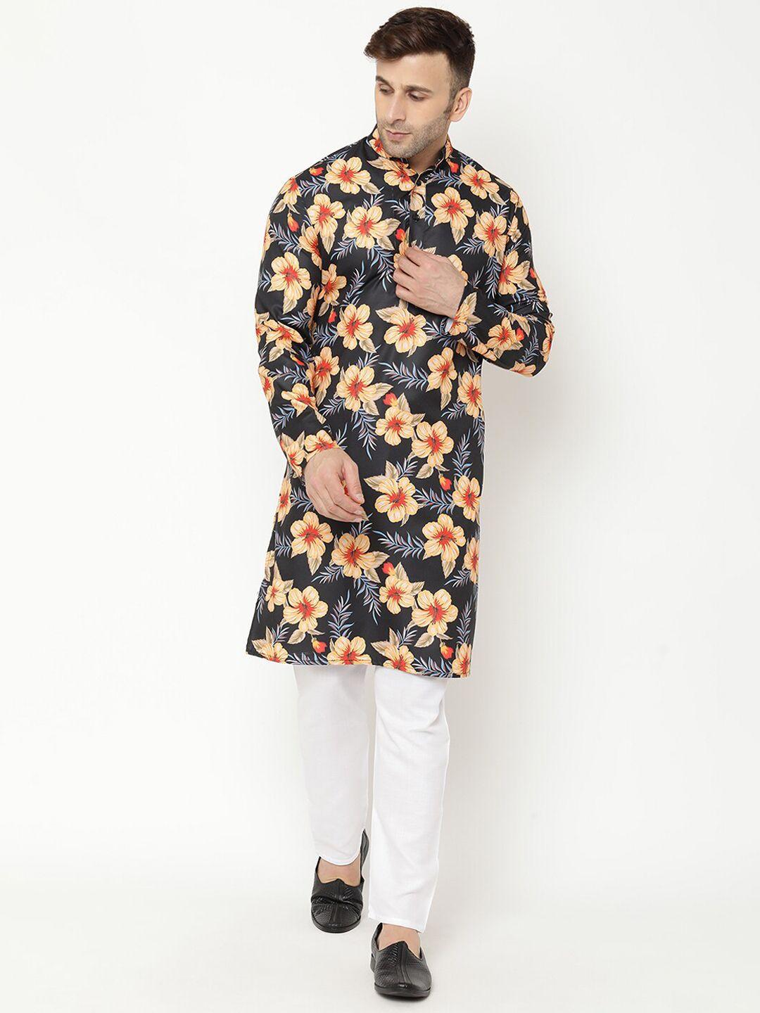 hangup trend men floral printed kurta with pyjamas