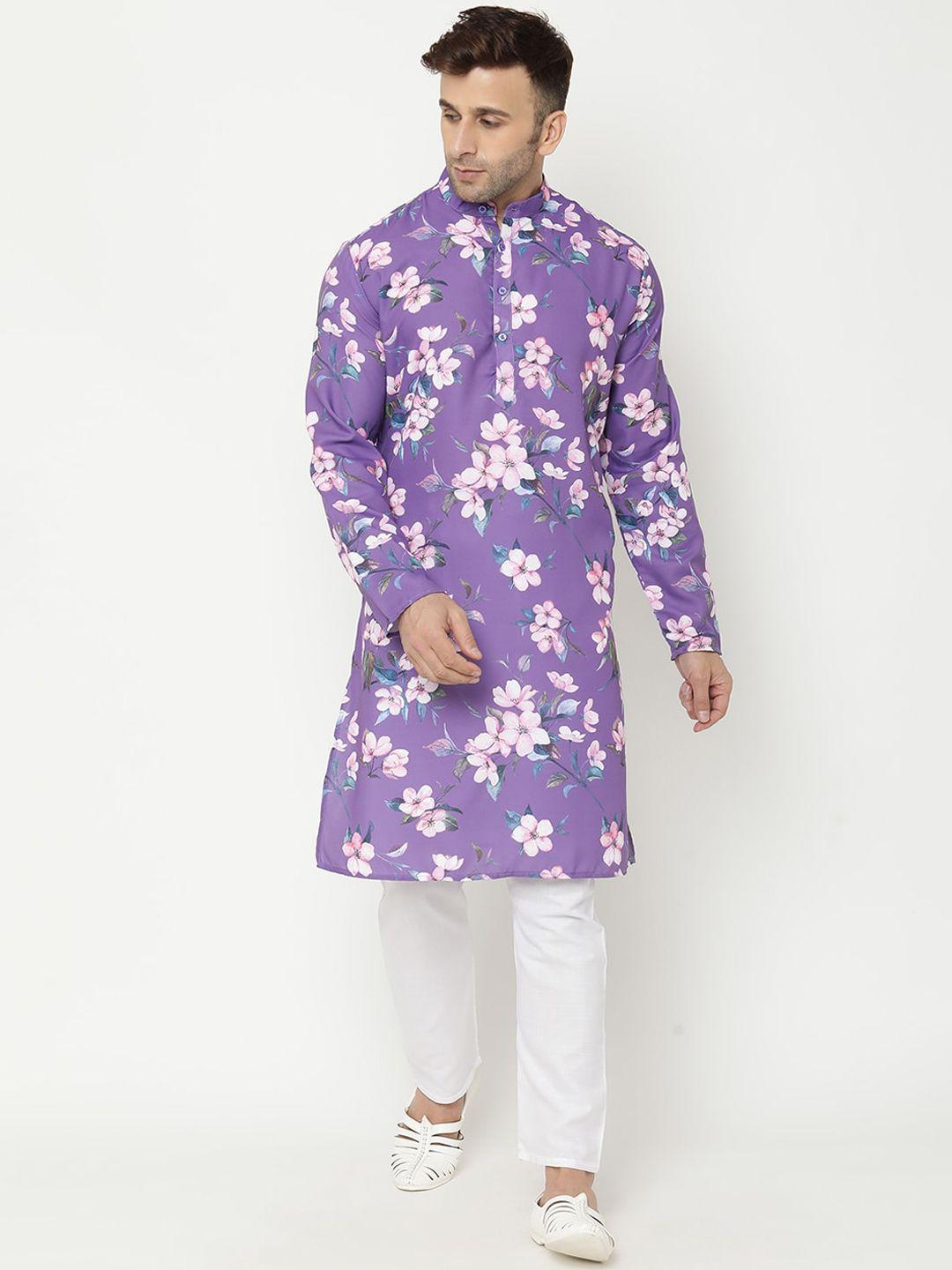 hangup trend men floral printed kurta with pyjamas