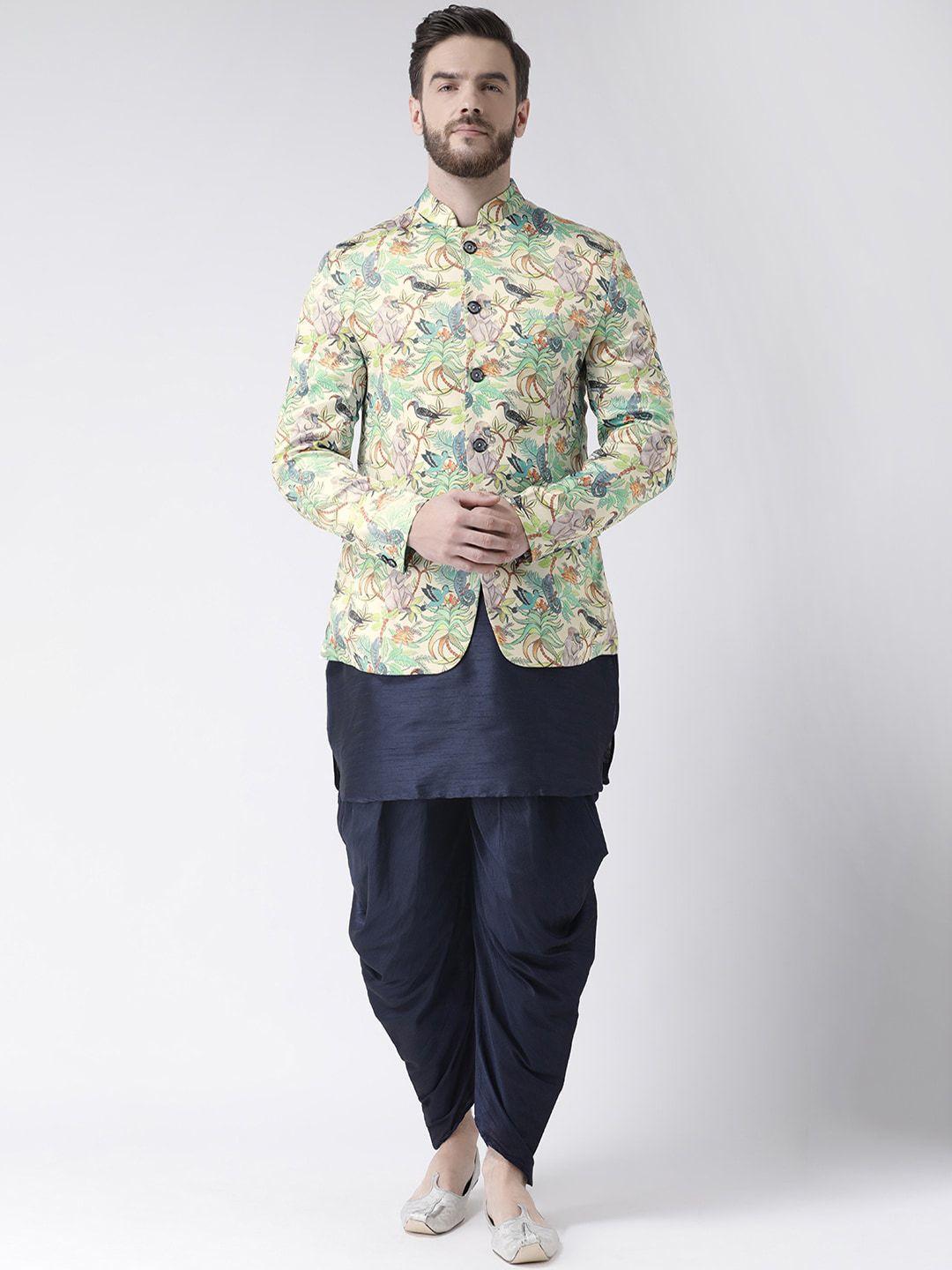 hangup trend men kurta with dhoti pants printed jacket