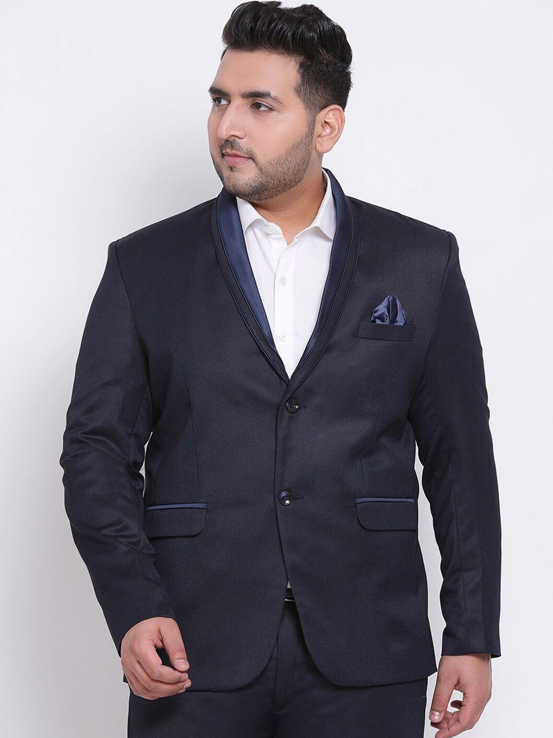 hangup trend men navy blue single-breasted party blazer