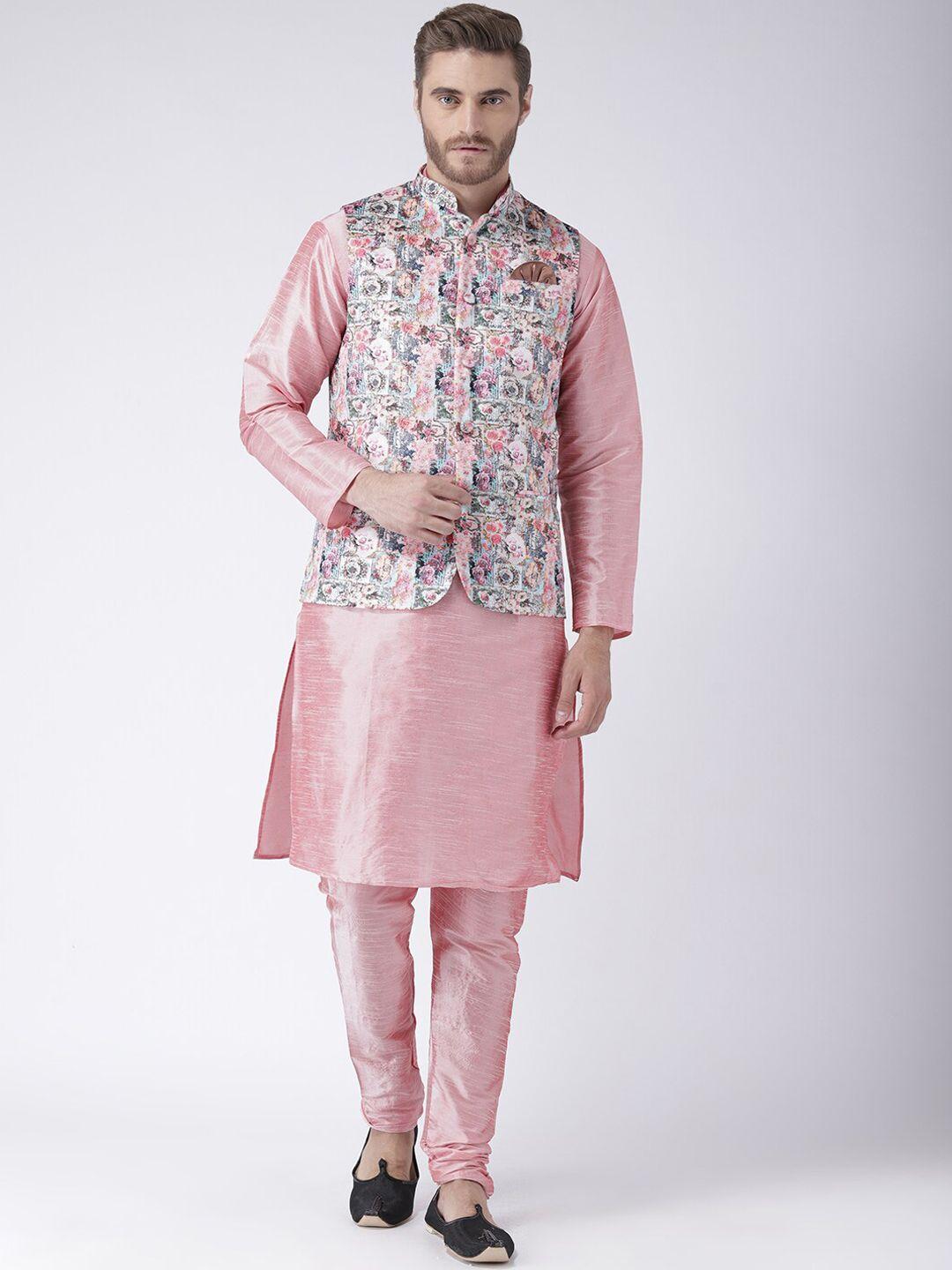 hangup trend men pink kurta set with jacket