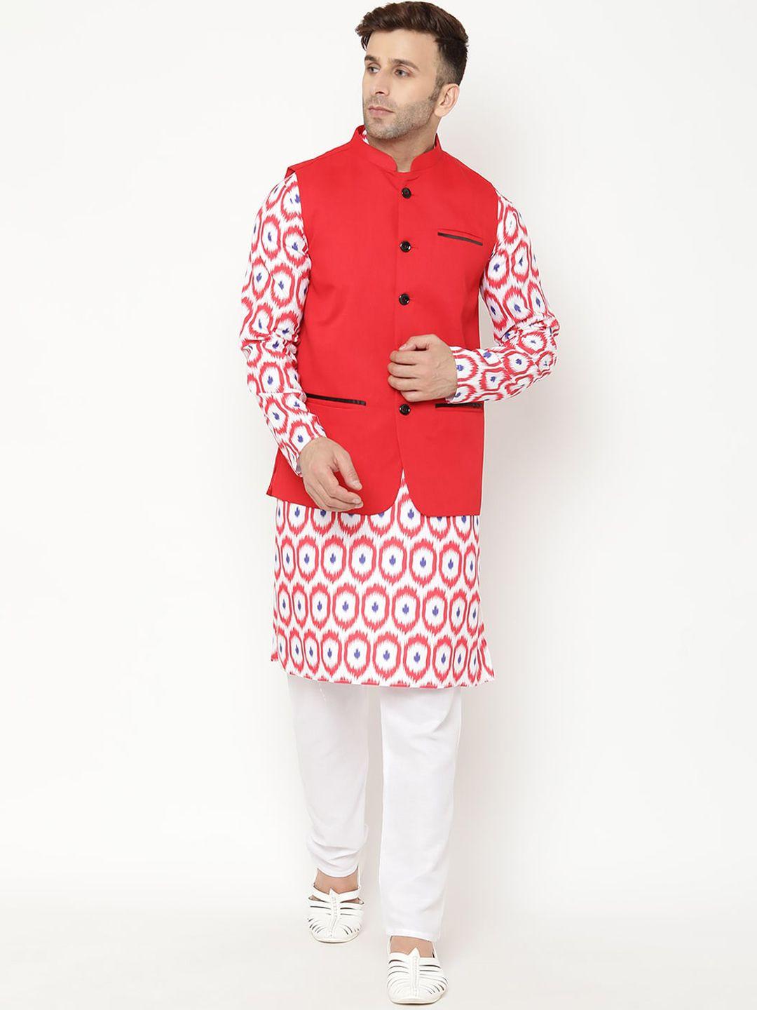 hangup trend men printed kurta & pyjamas with nehru jacket