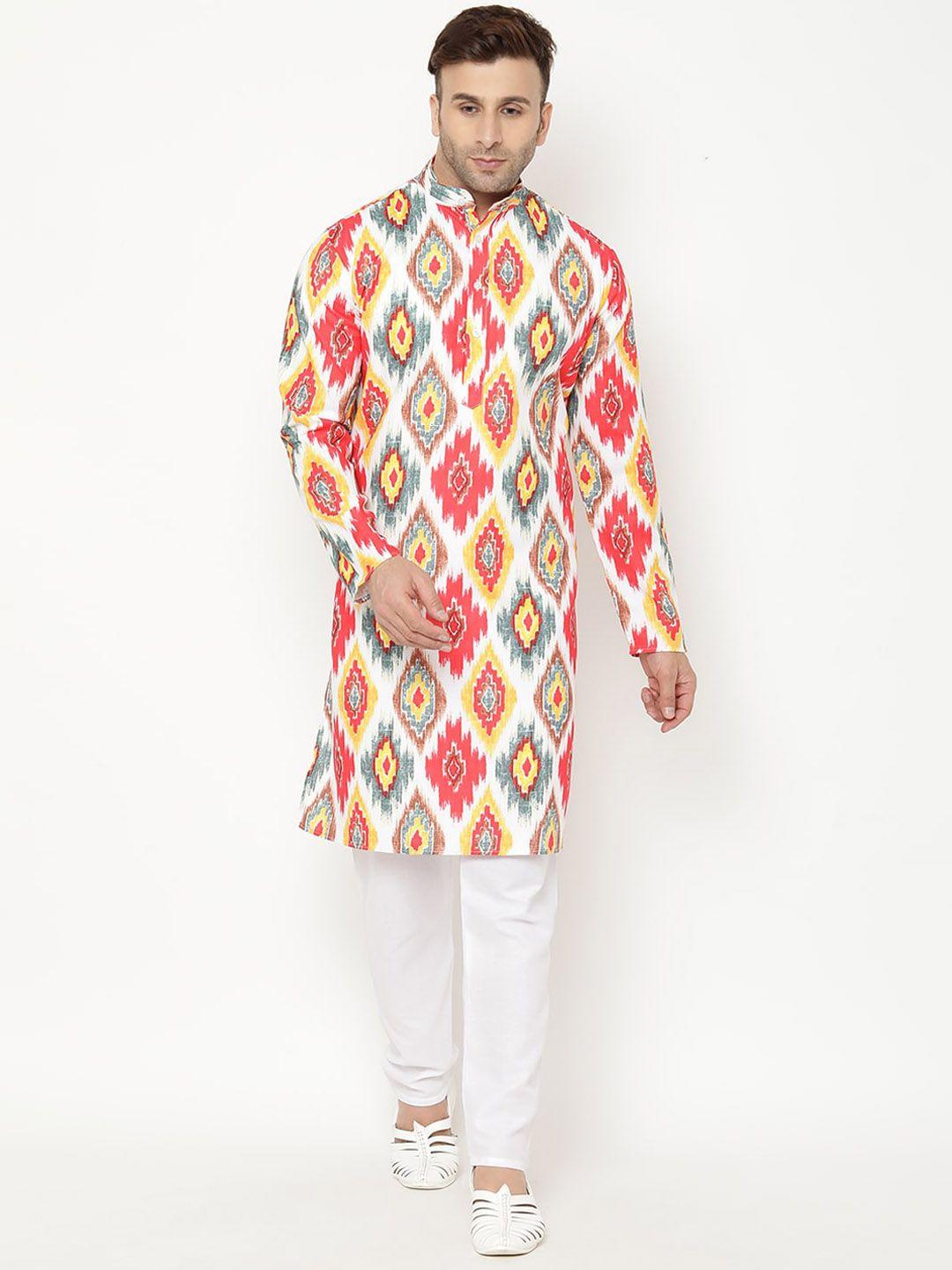 hangup trend men printed kurta with pyjamas