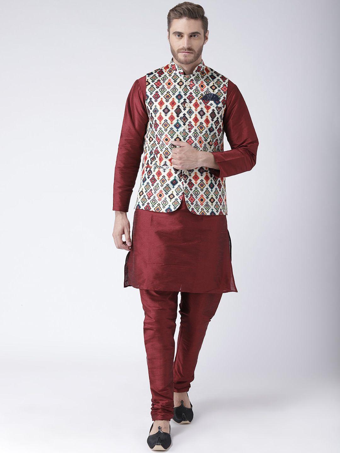 hangup trend men printed linen kurta with pyjamas