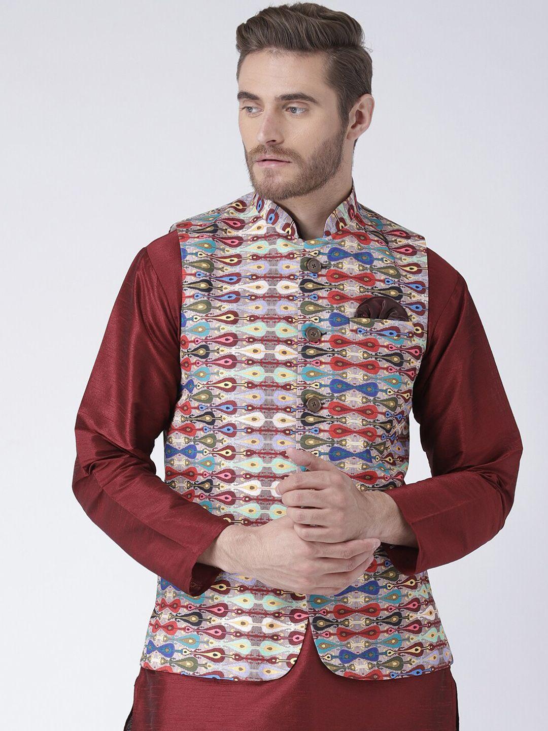 hangup trend men printed nehru jacket
