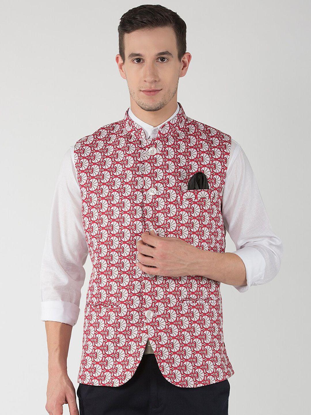 hangup trend men printed woven nehru jacket