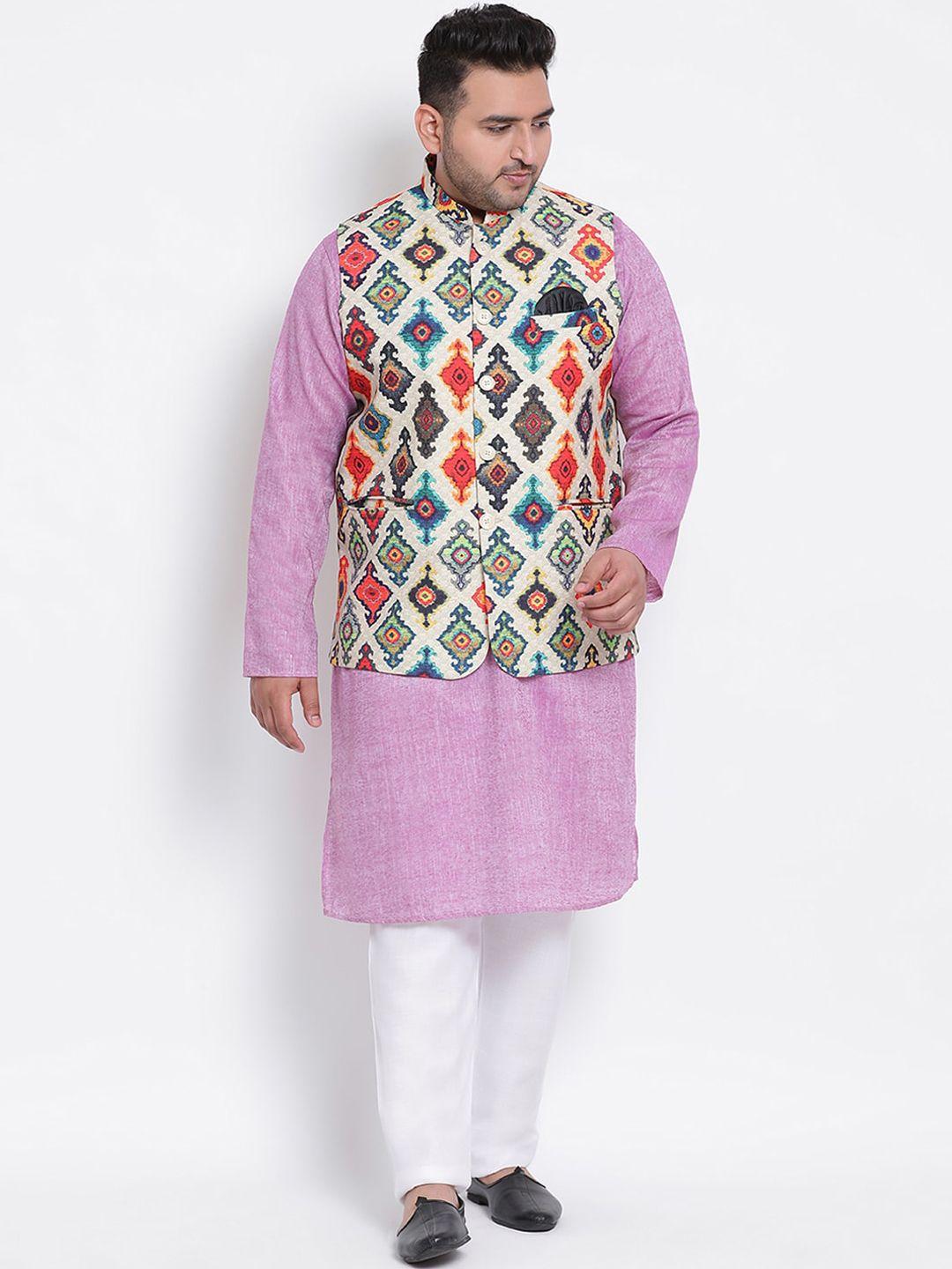 hangup trend men purple ethnic motifs kurta with pyjamas