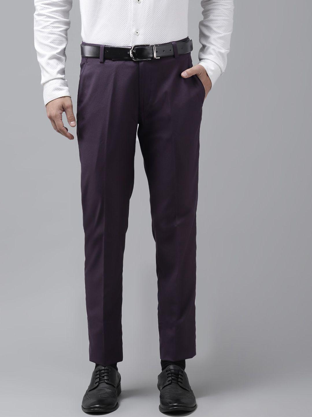 hangup trend men purple regular fit solid regular trousers