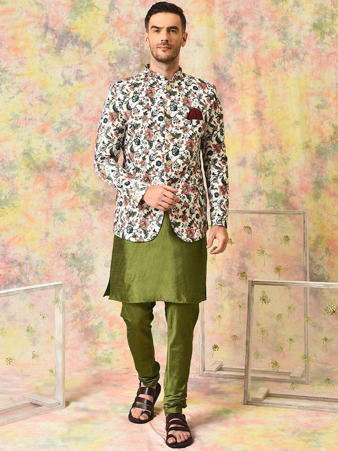 hangup trend regular straight kurta with pyjamas & harem blazer