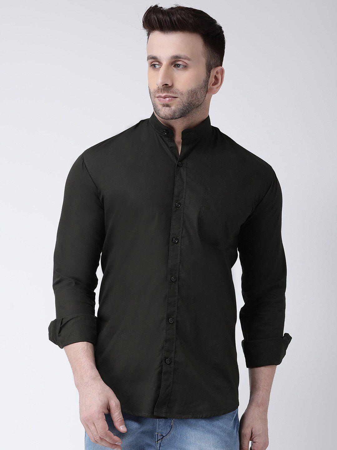 hangup trend slim fit mandarin collar casual pure cotton shirt