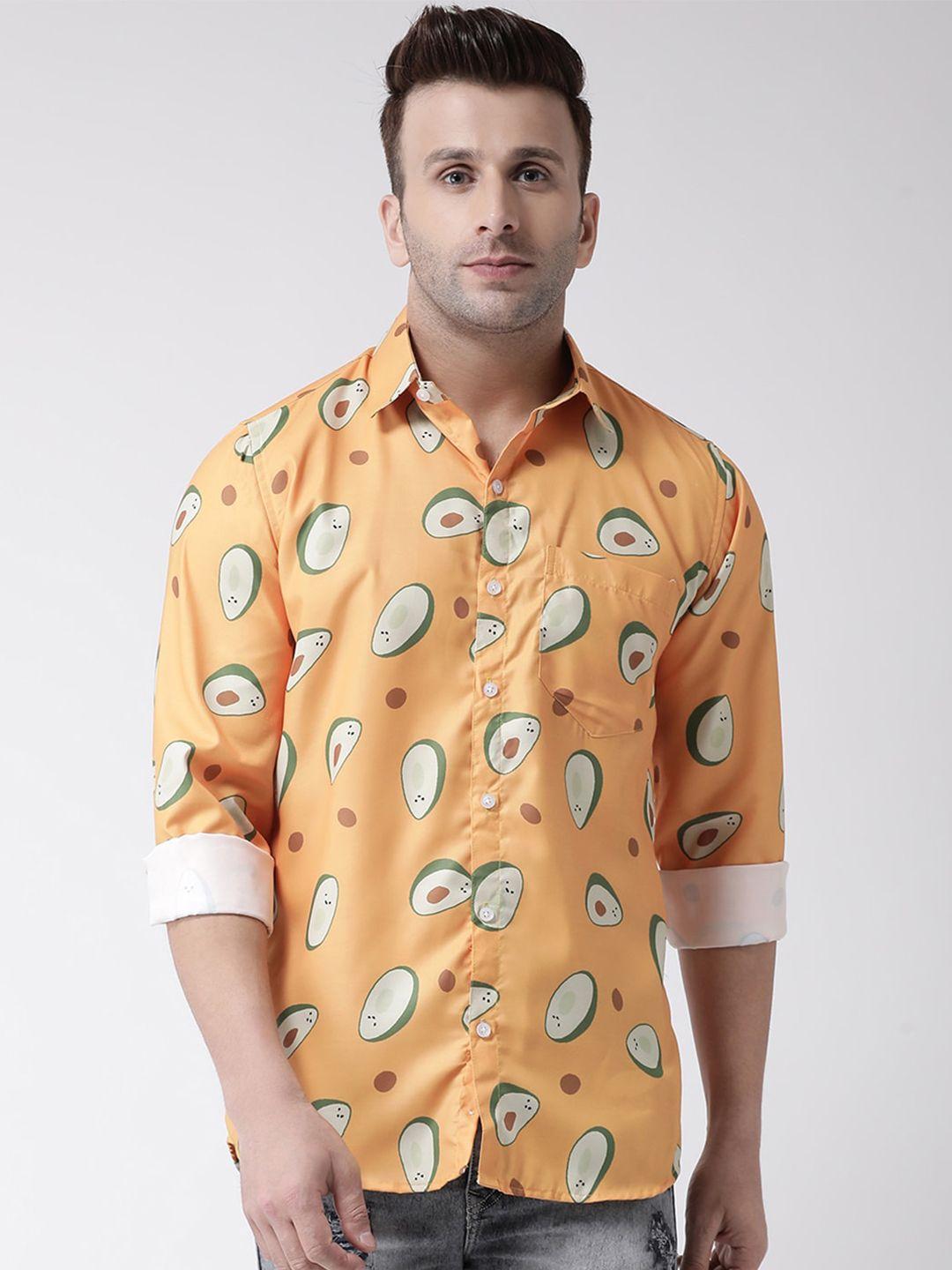 hangup trend slim fit printed casual shirt