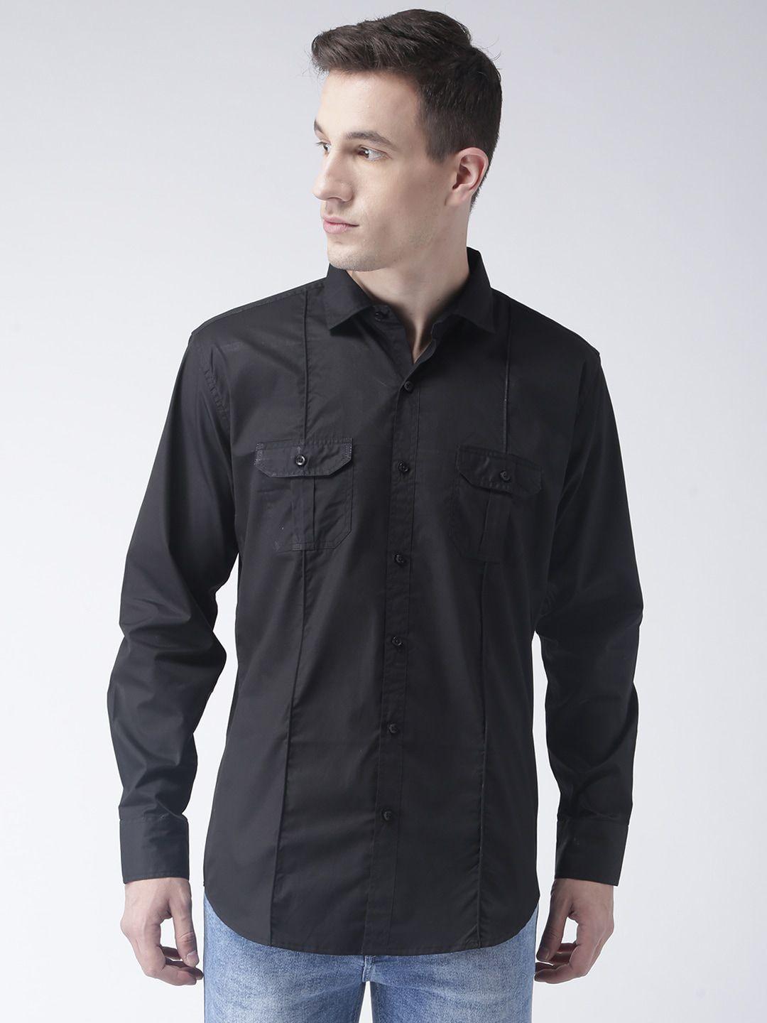 hangup trend slim fit spread collar cotton casual shirt