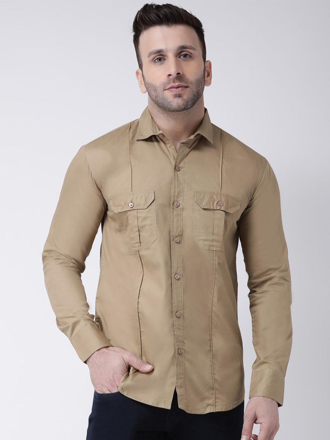 hangup trend slim fit spread collar cotton casual shirt