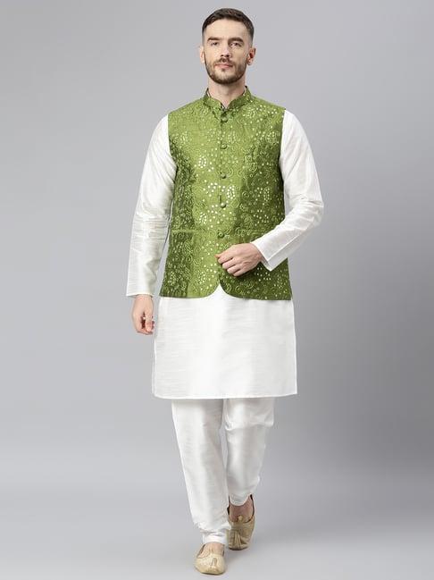 hangup white full sleeves regular fit kurta set