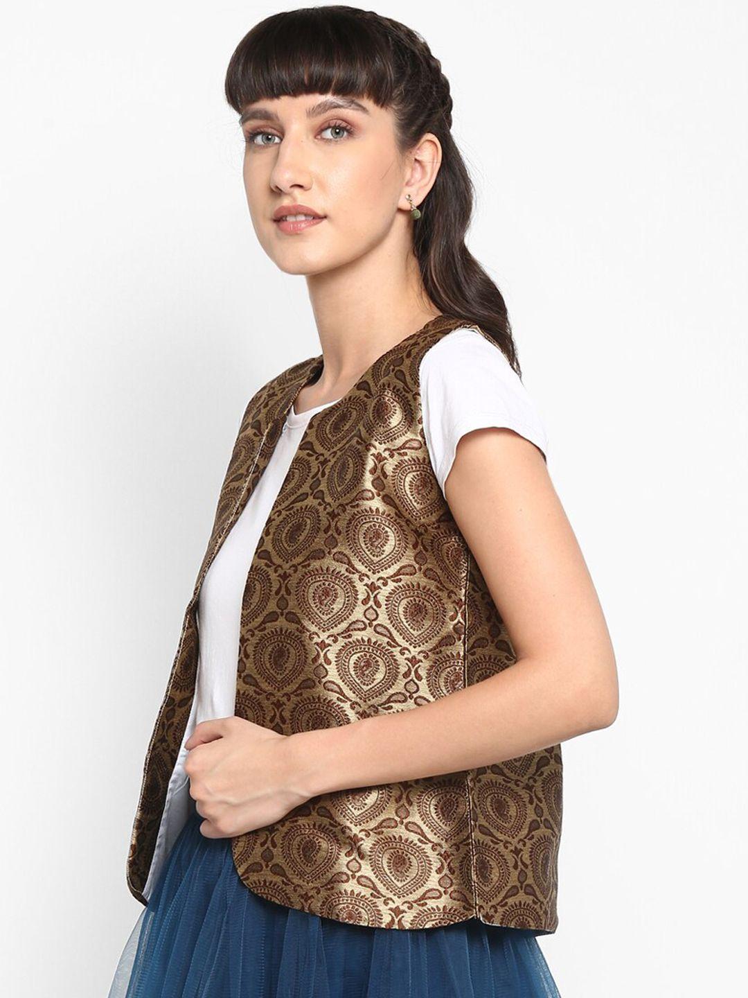 hangup women brown printed lightweight tailored jacket