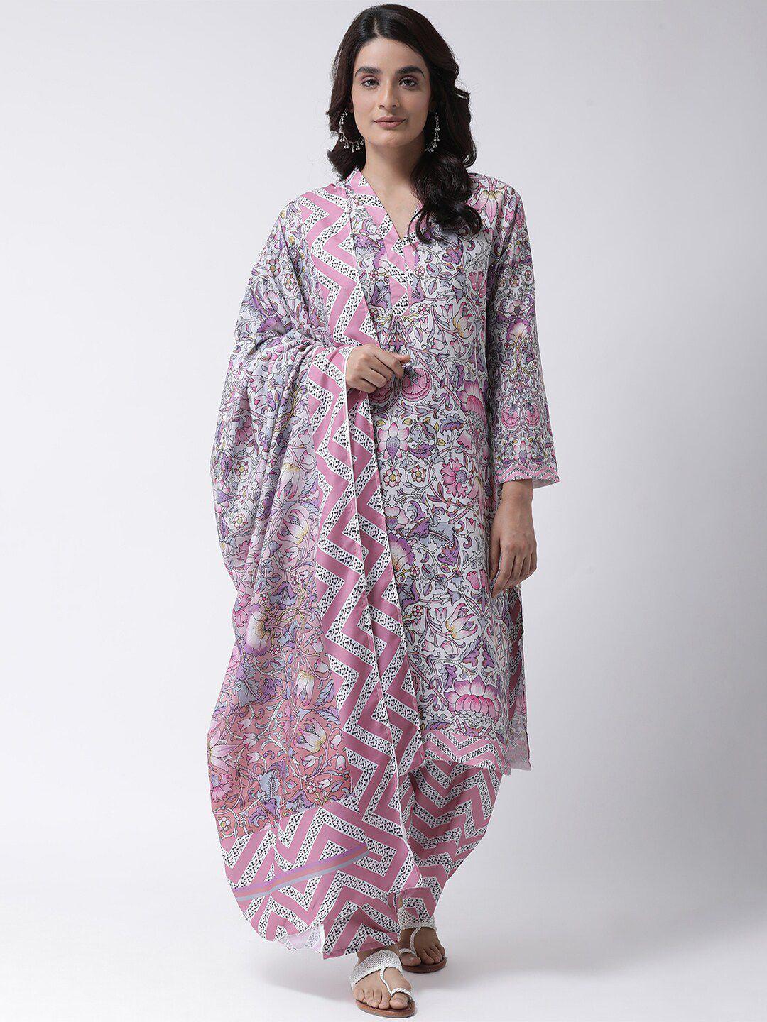 hangup women pink & white printed dupatta