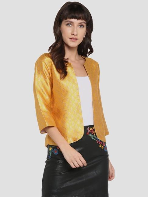 hangup yellow embroidered ethnic jacket