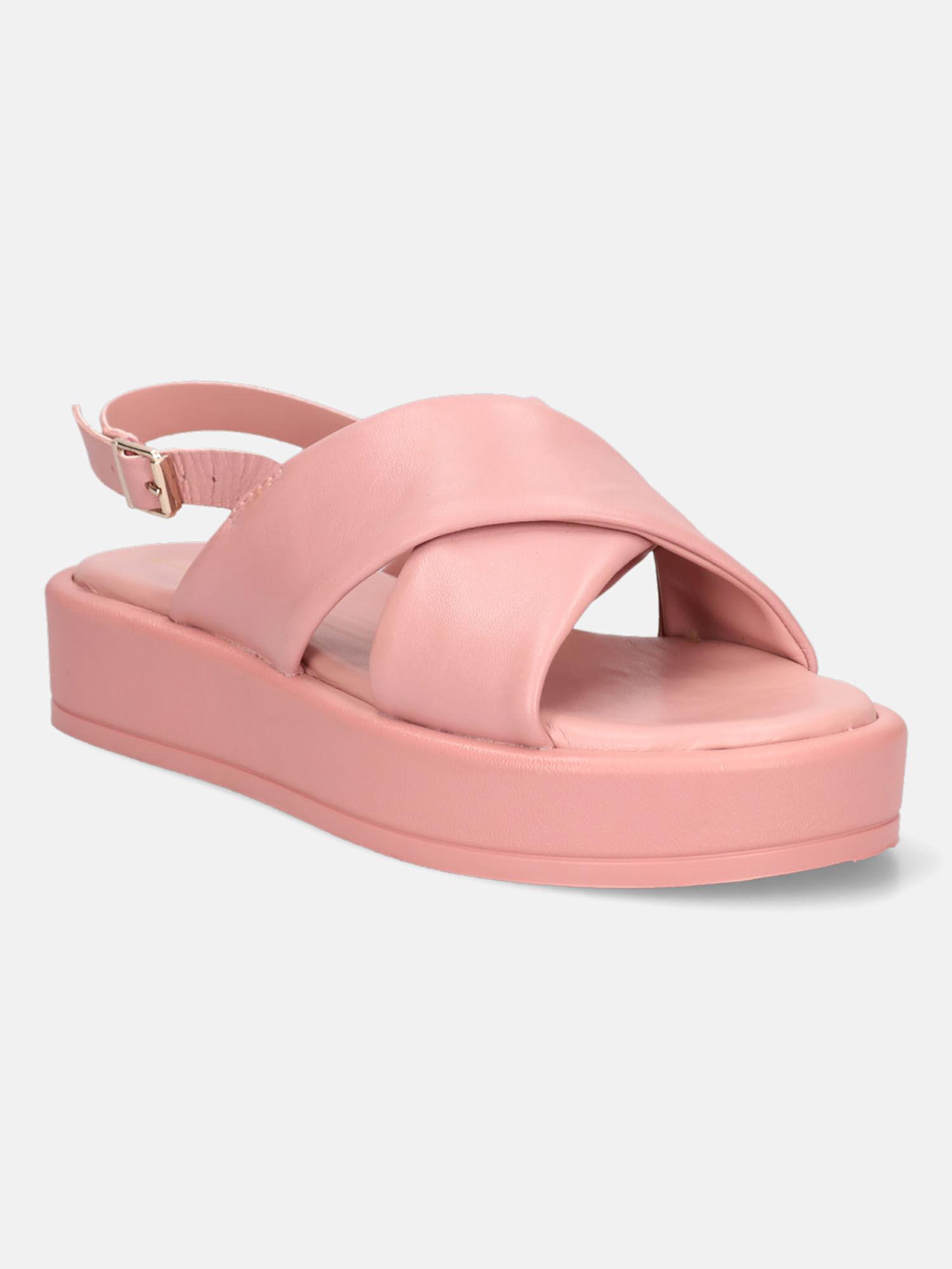 hanoi rose pink women leather back strap sandals