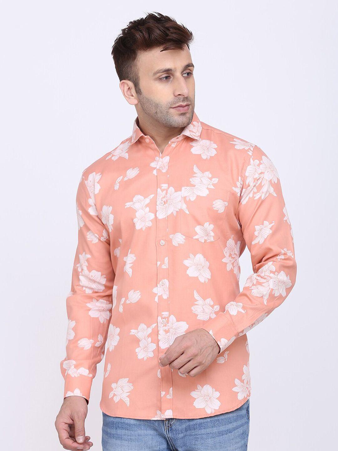 hanumntra comfort floral printed spread collar regular fit polycotton casual shirt