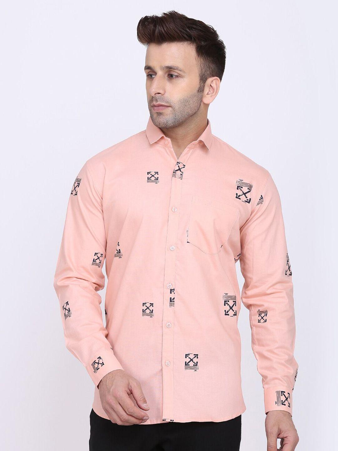 hanumntra geometric printed comfort regular fit opaque casual shirt