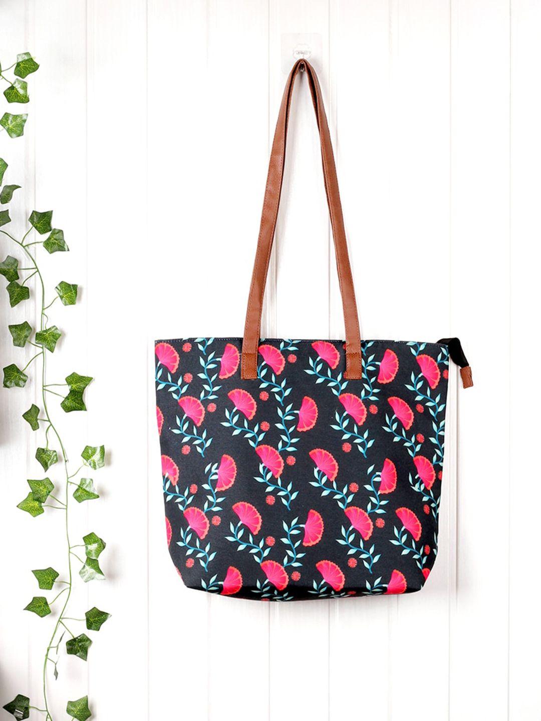 happening hippo multicoloured floral printed oversized shopper tote bag