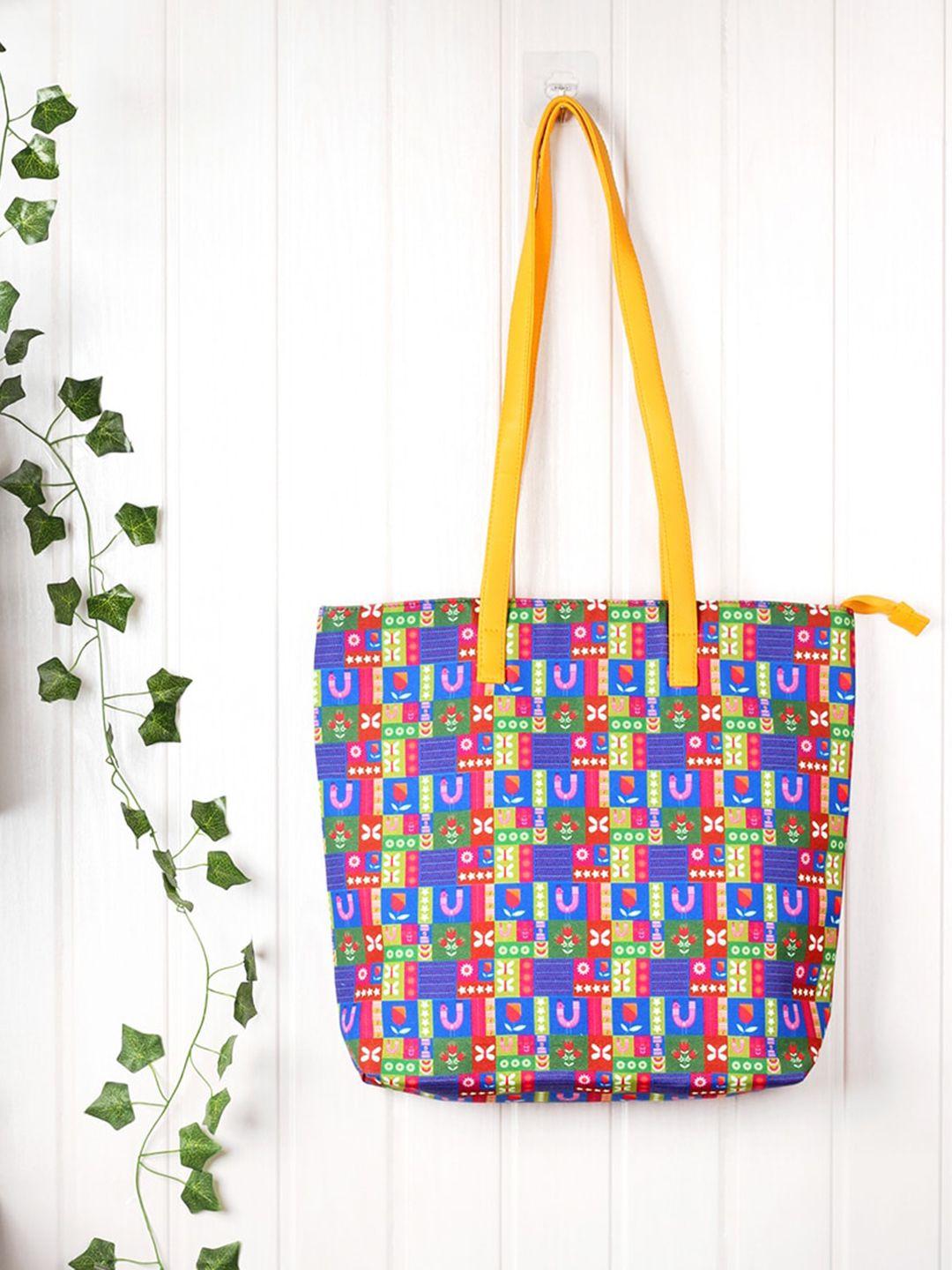 happening hippo multicoloured floral printed shopper tote bag with fringed