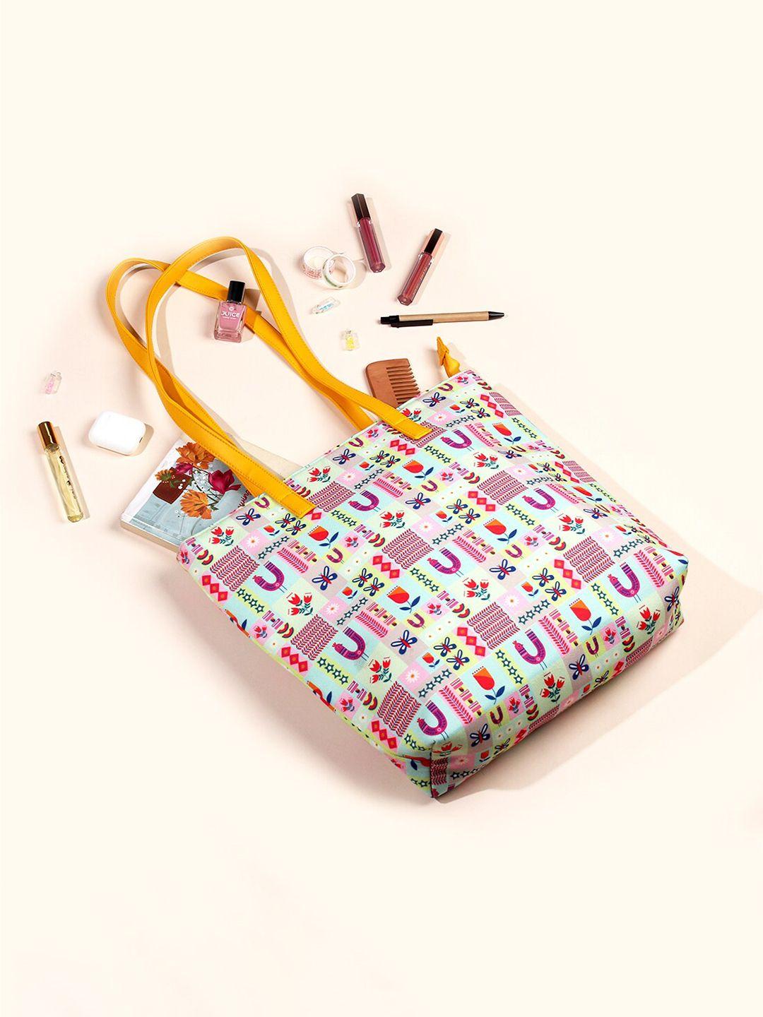 happening hippo multicoloured printed oversized shopper tote bag with fringed