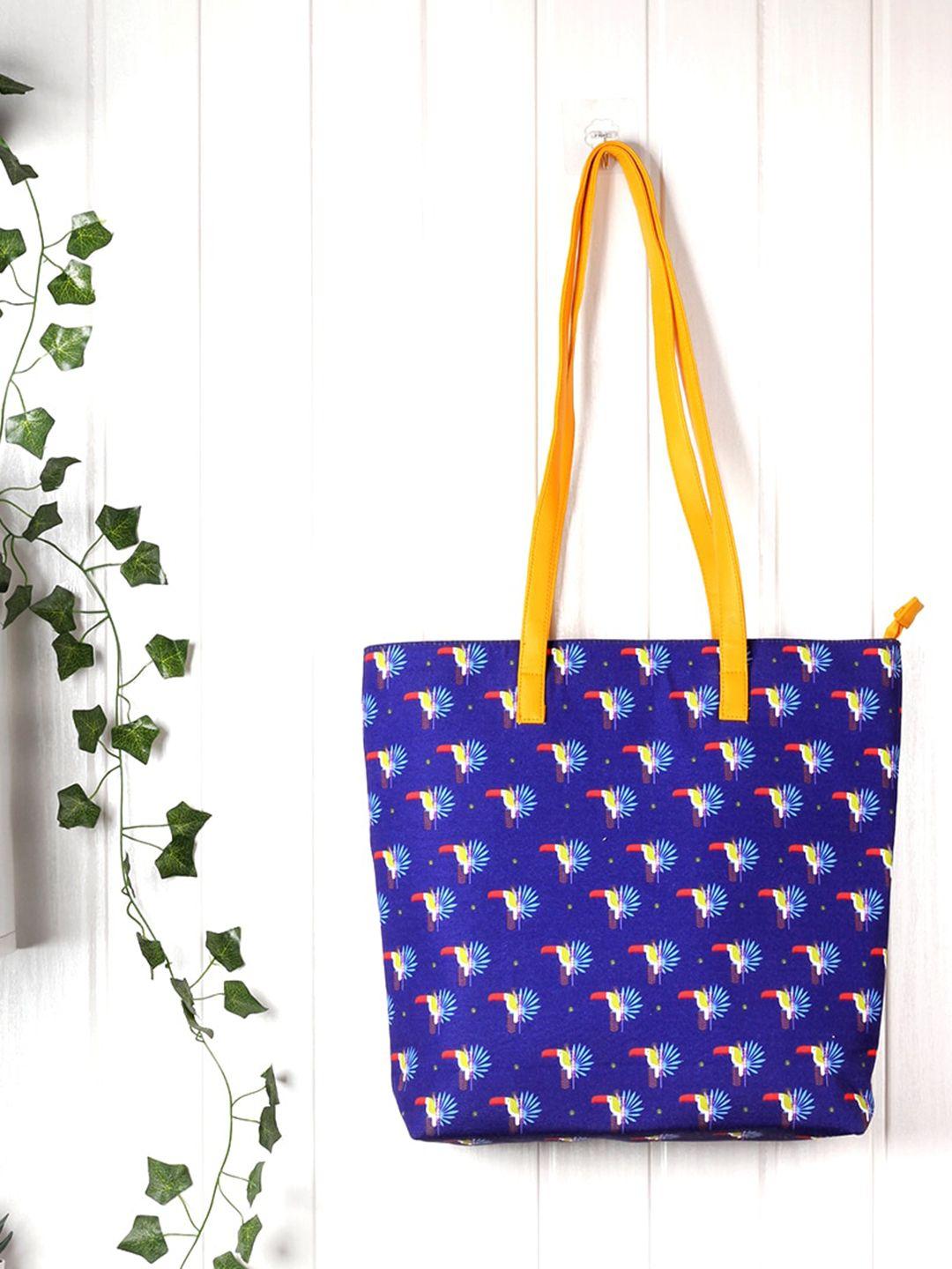 happening hippo multicoloured printed shopper tote bag with cut work