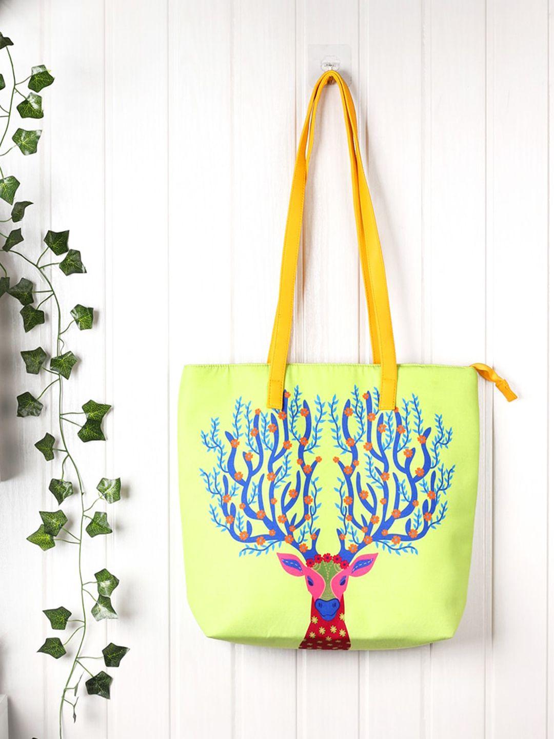 happening hippo multicoloured printed shopper tote bag with fringed