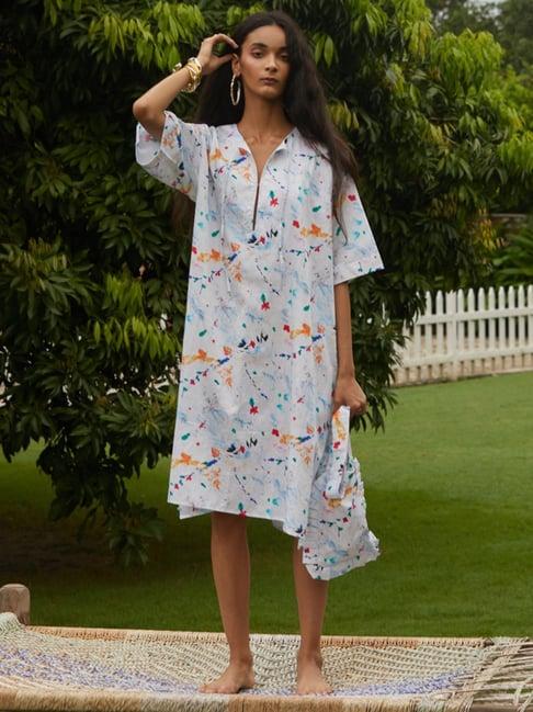 happi space multicolored alba kaftan in dainty floral print