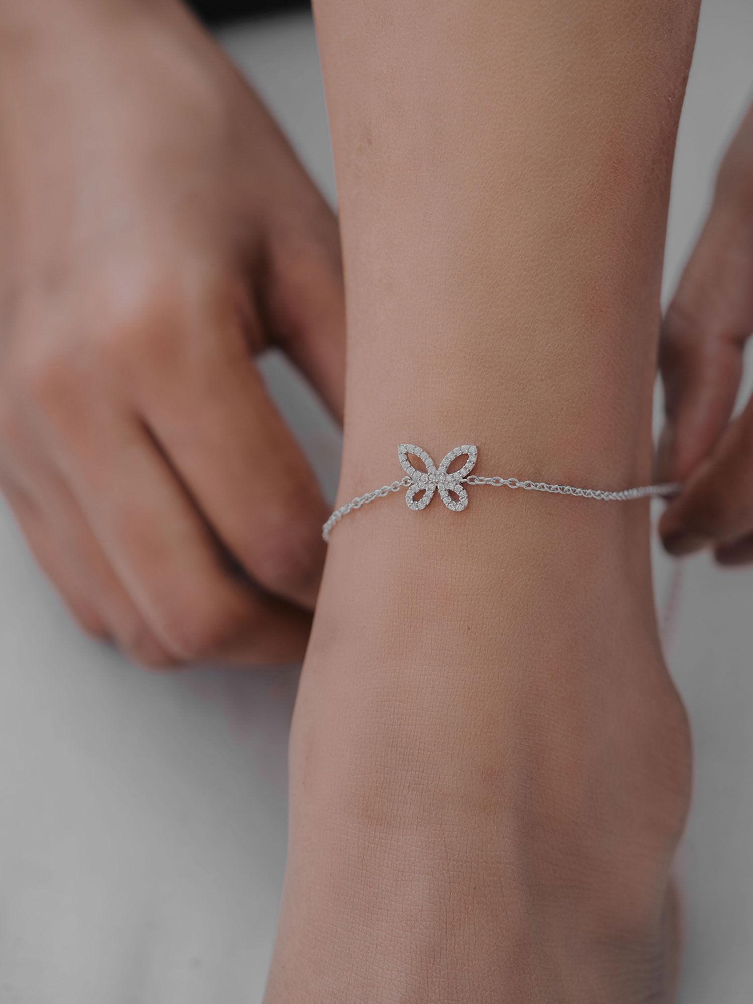 happier than ever butterfly anklet in 925 silver