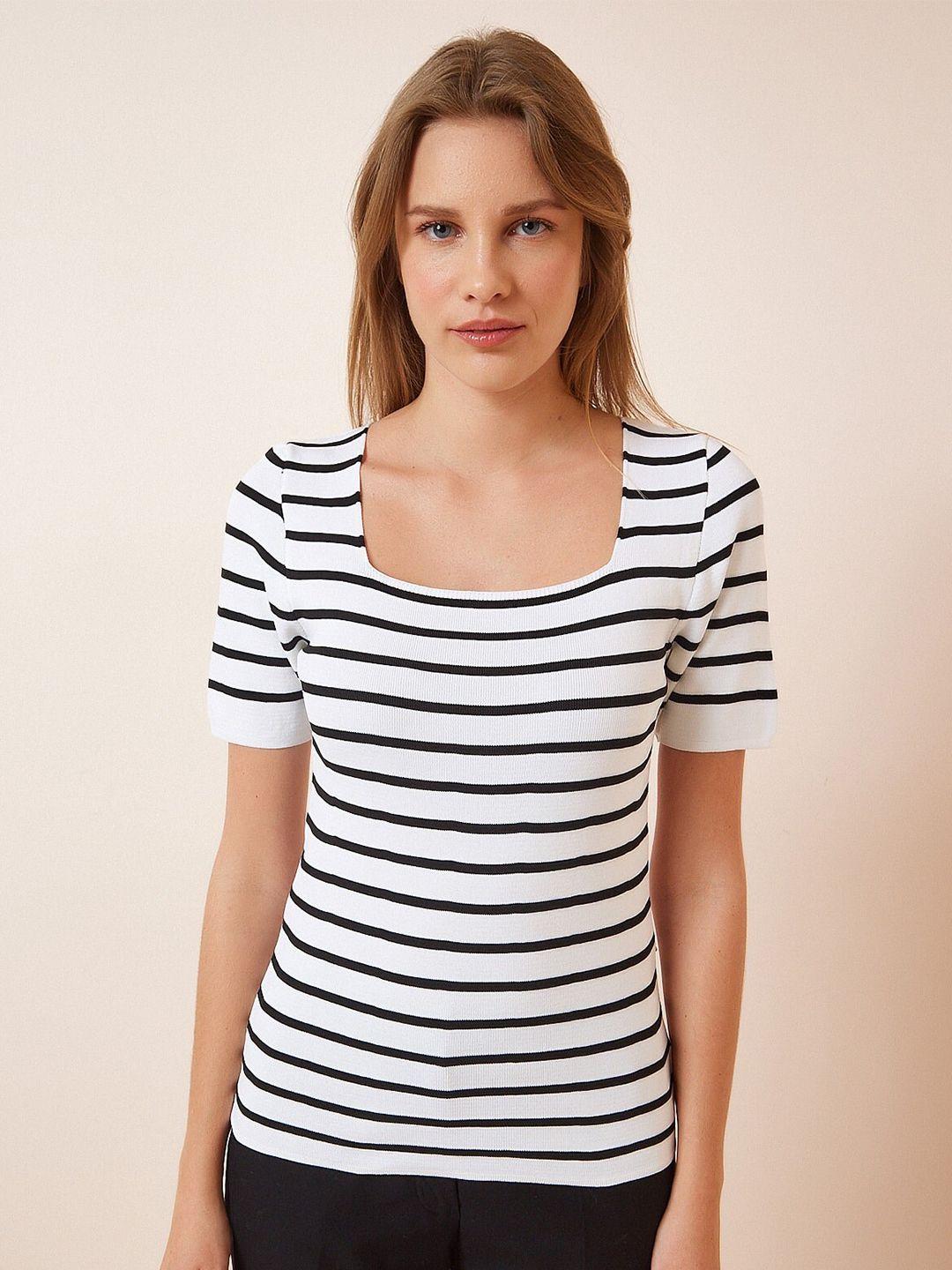happiness istanbul striped square neck top