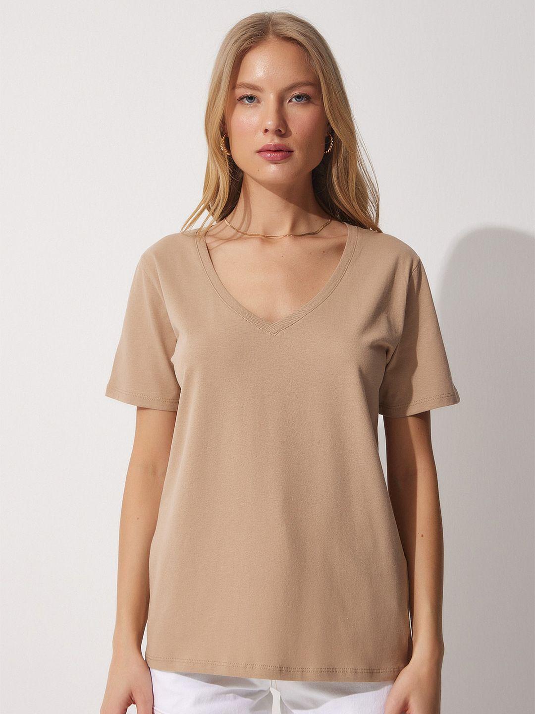 happiness istanbul drop shoulder sleeves pure cotton t-shirt