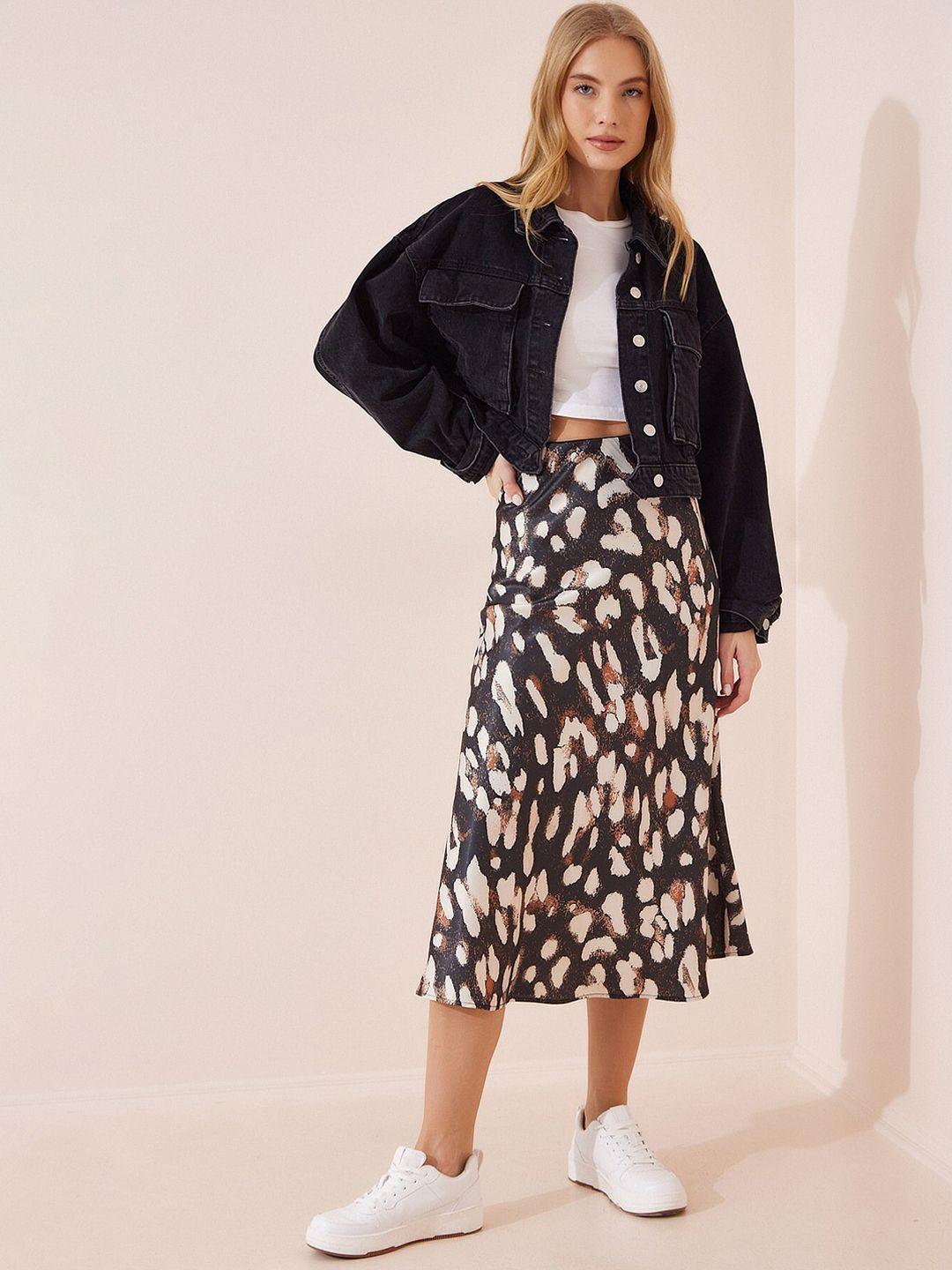 happiness istanbul printed a-line midi skirts