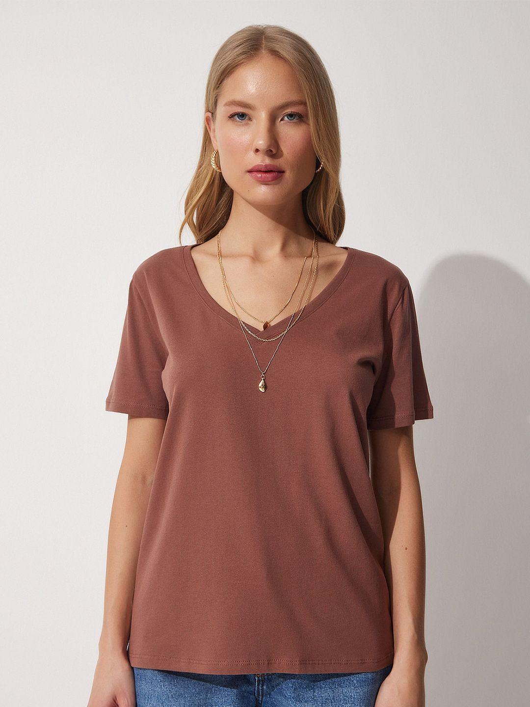 happiness istanbul v-neck pure cotton t-shirt